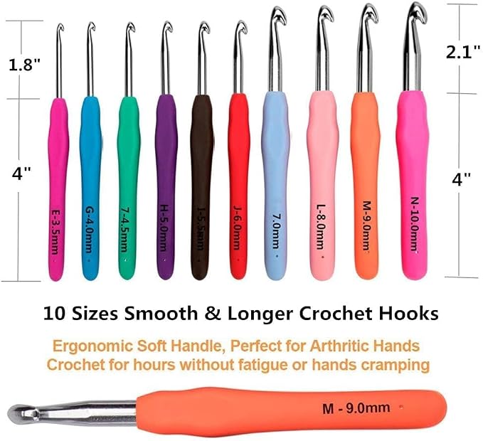 Yarniss 20 Sizes Crochet Hooks 0.5mm-10mm, Ergonomic Crochet Hooks Set - Image 4