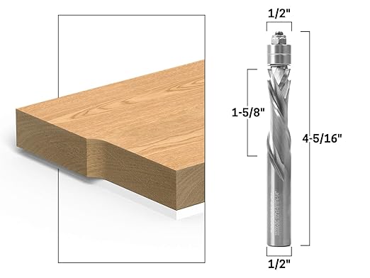 YONICO Router Bits Pattern Bit Solid Carbide Flush Trim Spiral 1/2-Inch Compression 1/2-Inch Shank 33200-SC