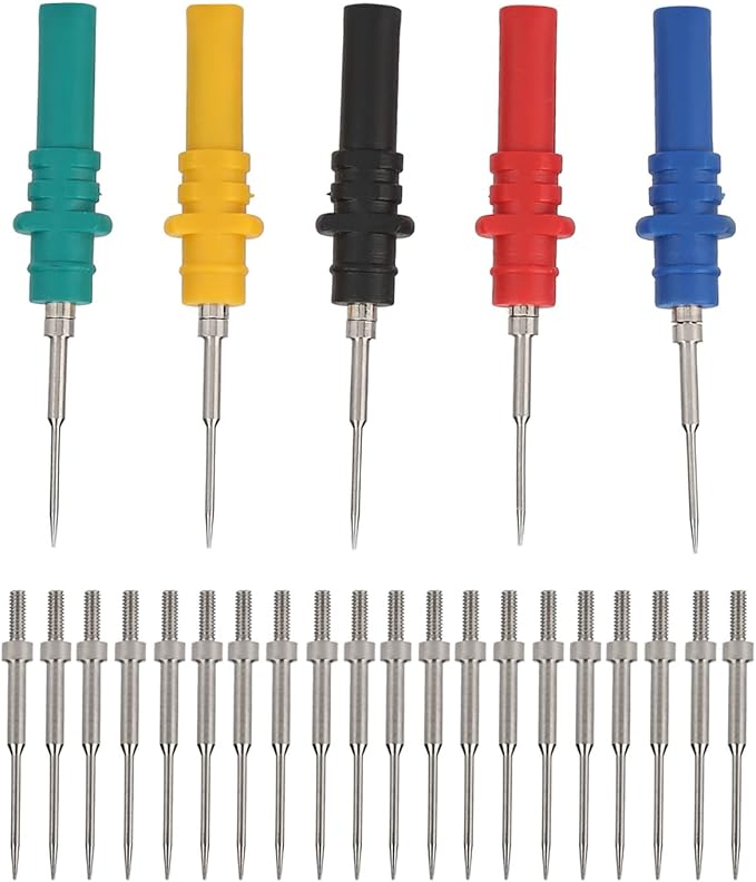 5pcs Oscilloscope Probes Pins and 20pcs Replacement Needles Automotive Diagnosis Test Repair Tools Piercing Needle Probes for Auto Maintainance