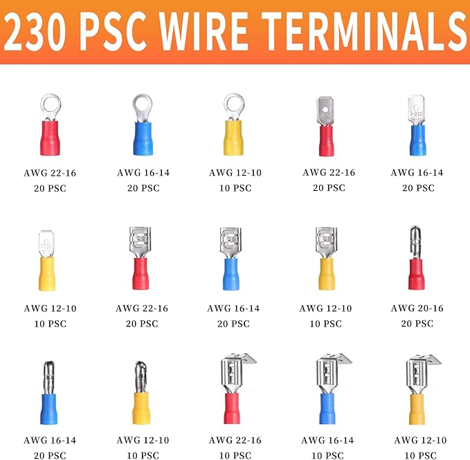 WMT Crimping Tool and Wire Stripper Kit with 230PCS Wire End Ferrules,Multifunction Self-adjustable Ratchet Crimper Tool Set for Electrical Wire Connectors AWG 20-10