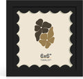 6x6 Picture Frame with Wavy Mat, Wooden Real Glass 6 x 6 Photo Frame by THKRLOF