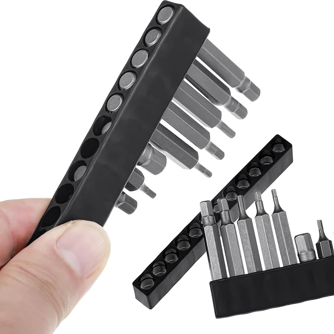 Kigley 20 Pcs 12 Holes Hex Shank Bit Holder Screwdriver Head Drill Bit Organizer Plastic Storage Case Fit for 1/4 Inch Hex Shank (Black)