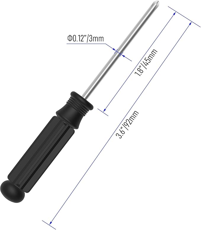 5PCS Mini Phillips Screwdriver, 3mm Cross Head with Black Non-slip Handle for Small Appliances, 3.62"(92mm) Total Length, Non-magnetic