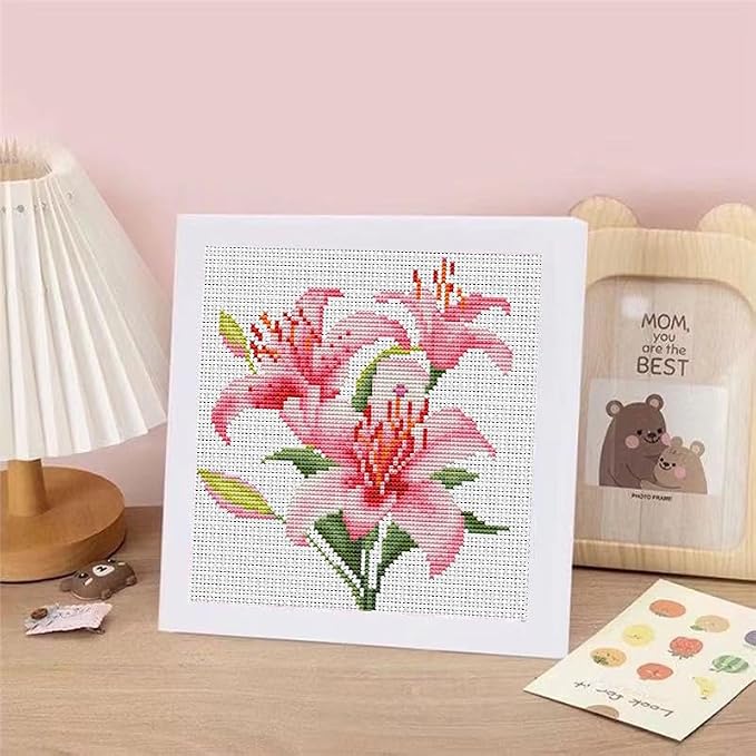 VIGEGU Lily Cross Stitch Kits for Beginner, Flowers Stamped Cross Stitch Kits - Image 7