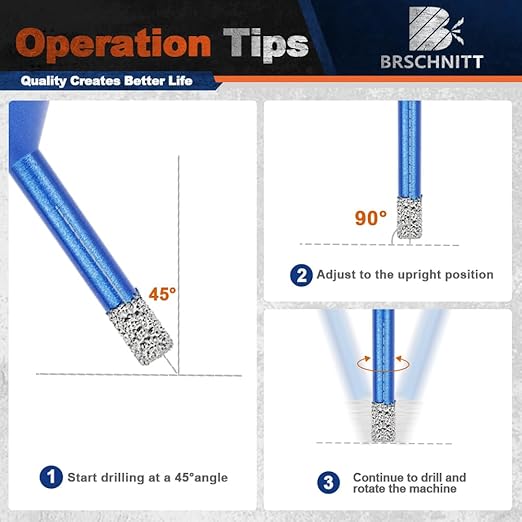 Diamond Core Drill Bit Set - BRSCHNITT Tile Hole Saw Kit 1" 1-3/8"2" 3" 4"& 4/5" Finger Bit & for Porcelain Tile Ceramic Marble Granite &Diamond Blade