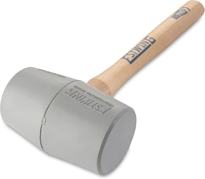 ESTWING Deadhead Rubber Mallet - 18 oz No-Mar Hammer with Bounce Resistant Head & Hickory Wood Handle - DH-18N