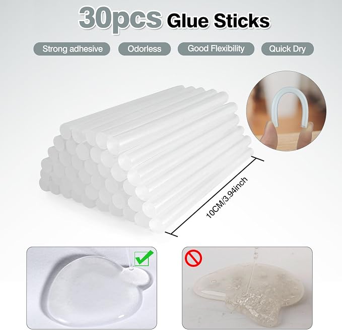 SHJADE Hot Glue Gun with 30 Glue Sticks, 20W Mini Hot Melt Gun Kit | Fast - Image 5