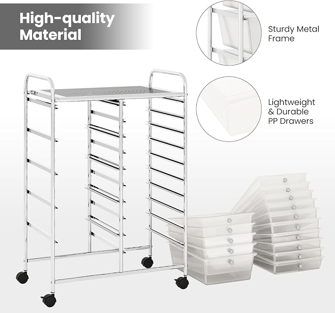 BECOMFORT 15-Drawer Rolling Cart - Image 5