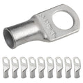 SELTERM 10pcs 4 AWG-3/8 Stud (Wide Pad) Tinned Copper Wire Lugs, Heavy Duty Battery Cable Ends,4 Guage Ring Terminals, UL Battery Lugs Marine Grade Copper Eyelets Battery Terminal Connectors