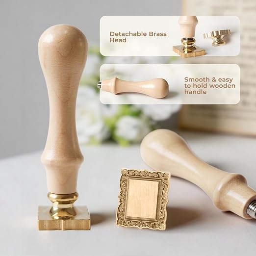 Frame Wax Seal Stamp, 3D Embossed Relief Carving Head and Wood Handle - Image 6