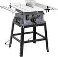 GAOMON Table Saw 10 Inch, 15 Amp 5000RPM Powerful Tablesaw With Stand & Protective Cover, 90° Cross Cut & 0-45° Bevel Cut, Adjustable Depth, Tabletop Saw for Woodworking