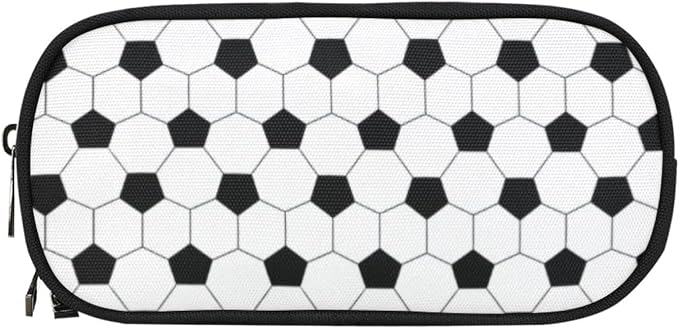 Soccer Skin Pencil Pouch Case for Boys Teen Girls Women Black and White | Large - Image 7