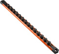 Magnetic Socket Organizer, 1-Piece Heavty Duty Aluminum Socket Holder, Socket Rail for Tool Box, Premium Quality 360° Swivel Socket Rack with 14 Clips for 3/8-Inch(Orange)