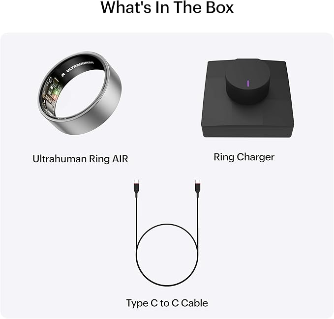 ULTRAHUMAN Ring AIR-Smart Ring Health Tracker, Size First Sizing Kit,Sleep Tracker,Smart Ring for Men/Women,Fitness Tracker (Made in The USA, Raw Titanium, 14)