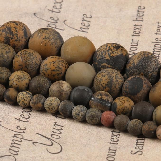 60pcs Natural Matte Yellow Serpentine Gemstone Beads，6mm Frosted Round Loose - Image 5