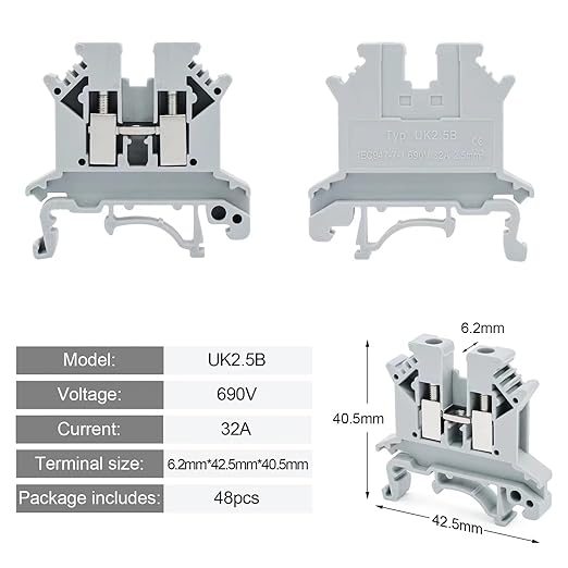 Terminal Block Kit, Rail Type Voltage Terminal, Rail Combined Terminal Block(Red & Gray)