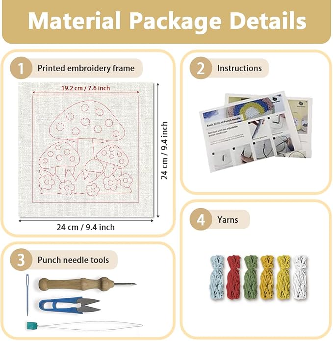 Doodlream Mushroom DIY Punch Needle Embroidery Kit - Image 2