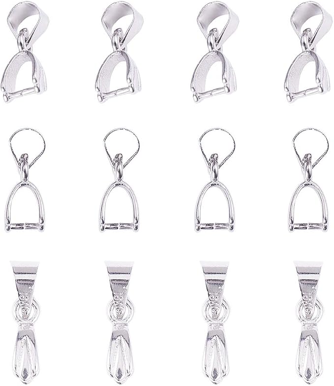 PH PandaHall Pinch Clip, 100 Pieces Brass Pinch Clip Bail Clasp Dangle Charm by PHPandaHall