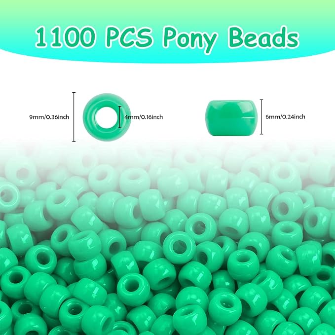 Green Pony Beads 1100 PCS, Bead - Image 2