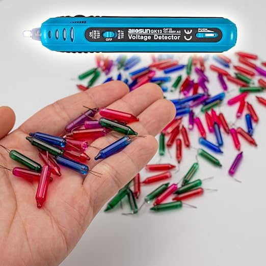 allsun Non-Contact Christmas Light Tester with 50pcs 2.5V Bulbs, 12-600Vac Fixer Fuse Detector