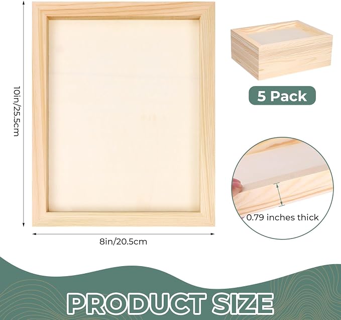 FSWCCK 5 Pack 8 x 10 inch Wood Panel Boards, Unfinished Wood Canvas Panels - Image 2