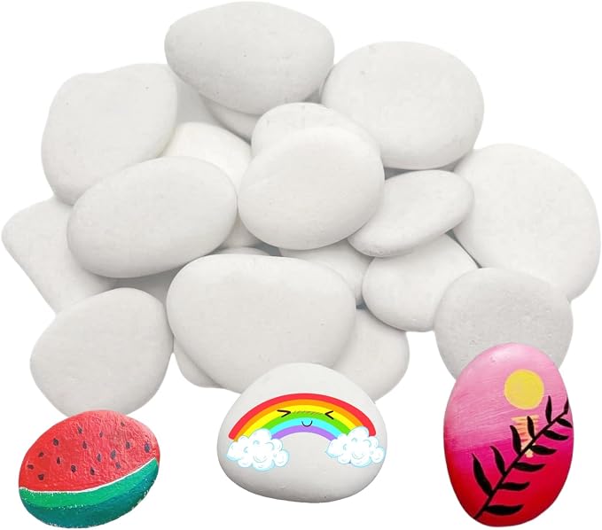 20PCS White Painting Rocks, Medium Rocks by Meilala