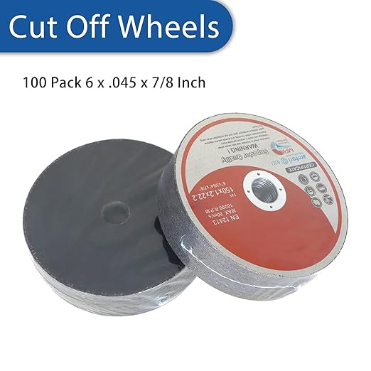 WFLNHB 100 Pack 6 Inch Cut Off Wheels for Metal and Stainless Steel Cutting Discs for Angle Grinders 6 x .045 x 7/8 Inch