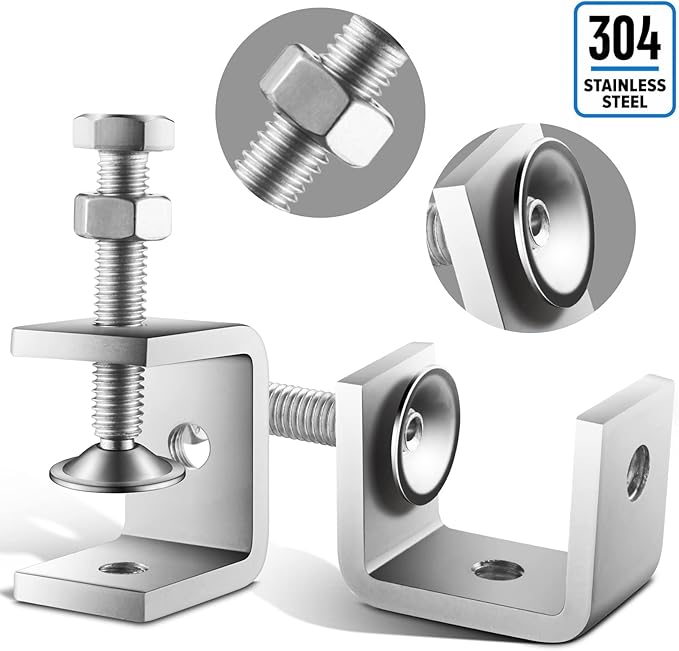 10 Pcs 304 Stainless Steel C Clamp Mini Tiger Clamp 1Inch Heavy Duty Metal U Clamps with Stable Wide Jaw Opening for Mounting Metal Working Woodworking(10 Pcs, 1 3/16 Inch)