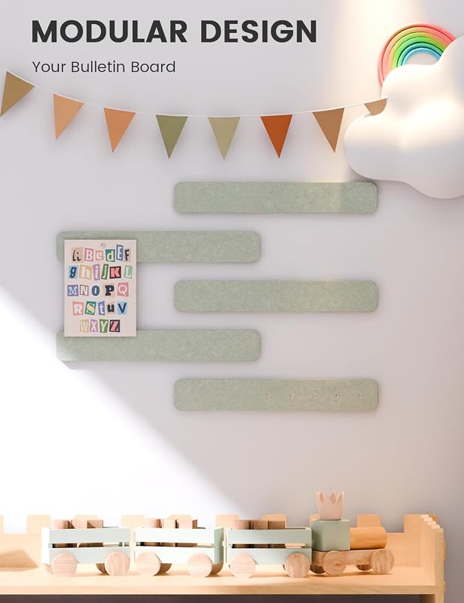 Fluxynara Cork Board Alternative Felt Strip Board 5-Pack 13"x2", Office Pin - Image 5