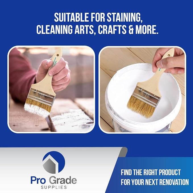 Pro Grade 3" Chip Brushes, Disposable Paint Brushes, - Image 3