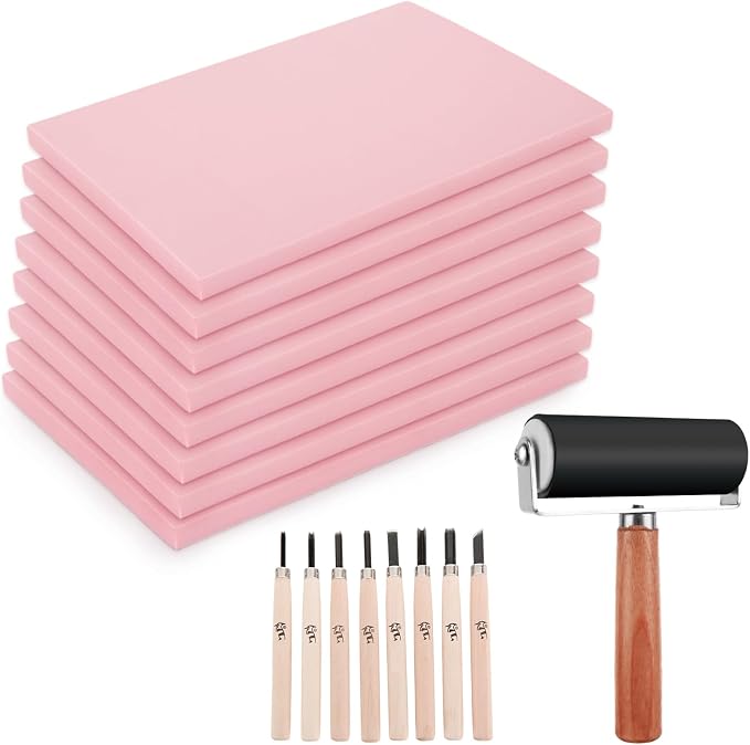 8PCS 4x6 Inch Linoleum Carving Blocks by FVIEXE