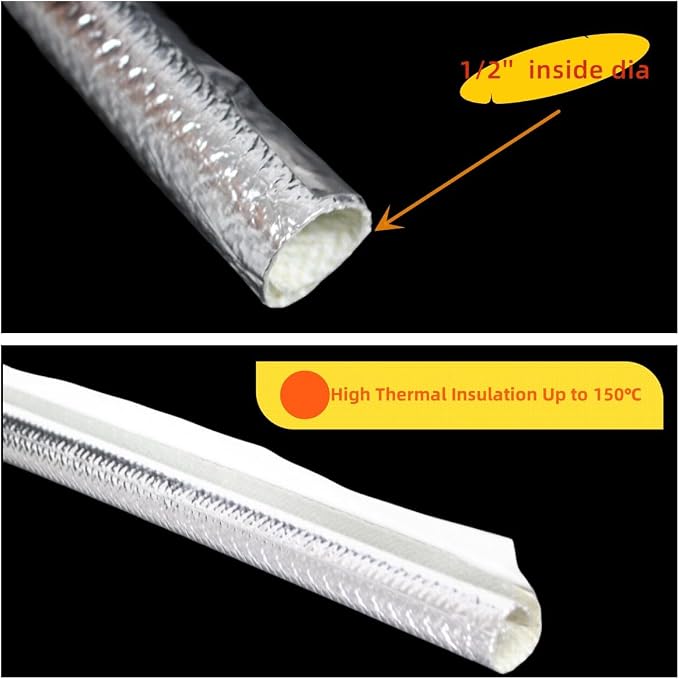 13mm - 1/2" Self Closed Aluminized Sleeve Heat Shield Protection Side Entry - Image 4