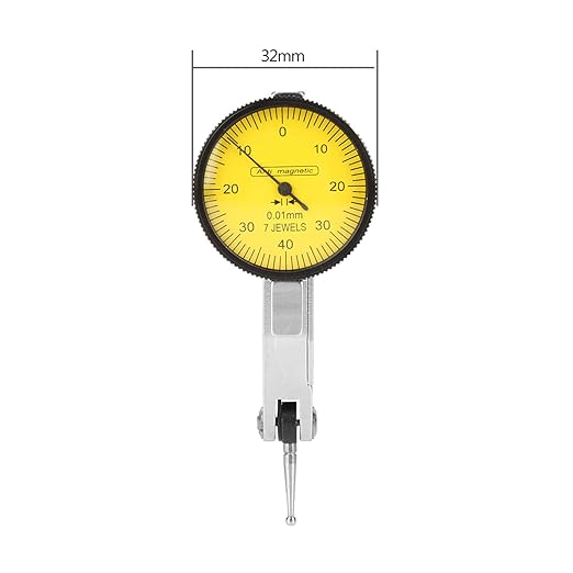 Dial Indicator with Flexible Strong Magnetic Stand Base Holder Adjustment with Lever Dial Test Indicator Gauge Exactness Scale and Installation Accessories 0-0.8mm Tester Gage Resolution 0.01mm
