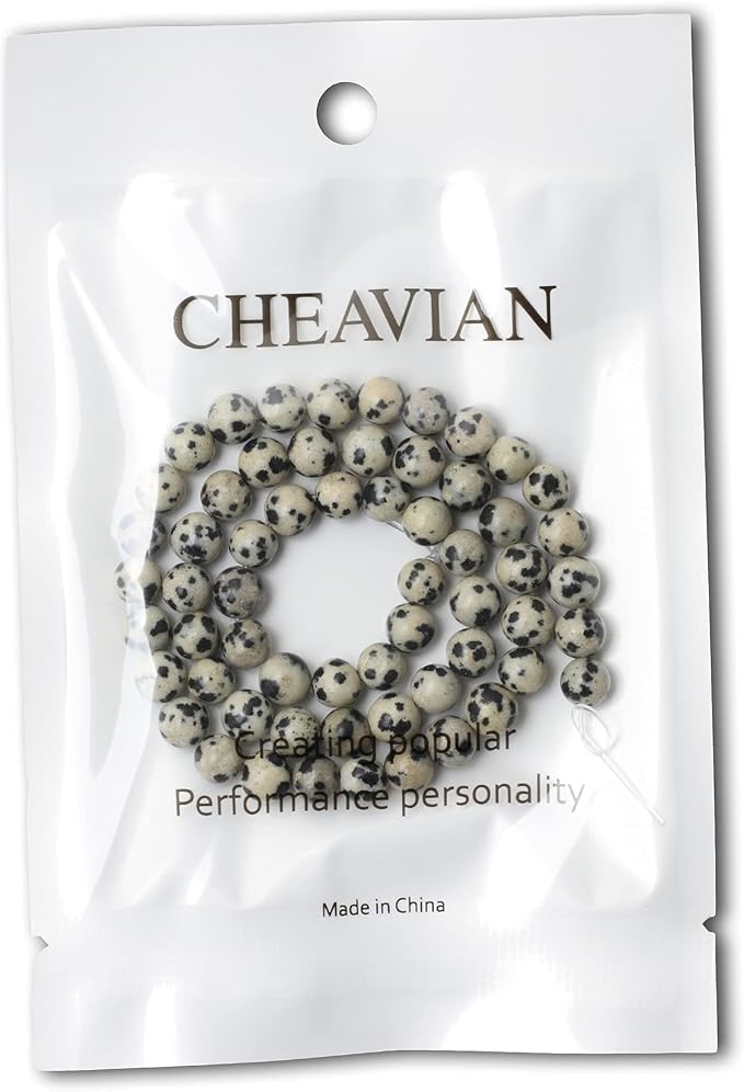 60PCS 6mm Natural Dalmatian Stone Round Loose Beads - Image 5