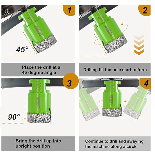 Diamond Core Drill Bit - 1-1/2" Granite Hole Saw 38mm Tile Drill Bit Vacuum Brazed for Porcelain Tile Granite Marble Masonry