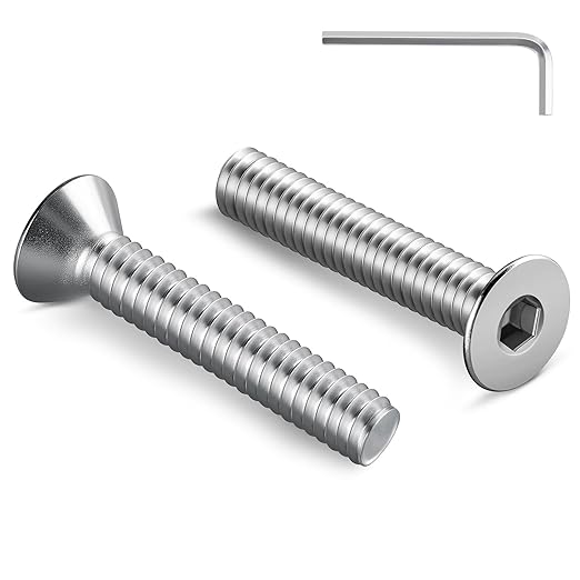 1/4-20 Bolt, 1/4-20 x 2 Inch Flat Socket Head Screws 30Pcs, 304 Stainless Steel 18-18 Countersunk Bolts, Full Thread, with Hex Spanner