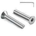 1/4-20 Bolt, 1/4-20 x 2 Inch Flat Socket Head Screws 30Pcs, 304 Stainless Steel 18-18 Countersunk Bolts, Full Thread, with Hex Spanner