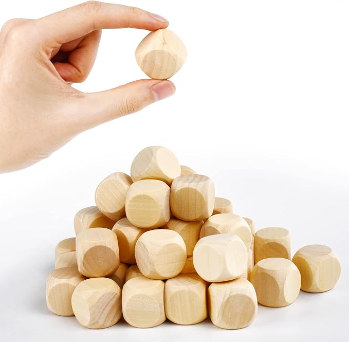 Blank Wooden Dice 1 inch 60PCS Unfinished Square Blocks 25mm Small Wood Cubes by Ourtroness