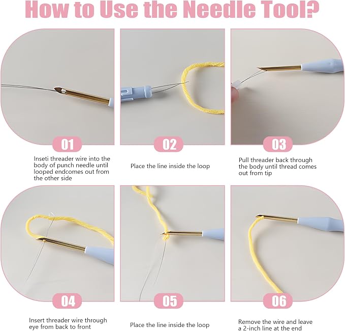 7 Pieces Punch Needle Tool, Portable Adjustable Embroidery Punch Needle - Image 4