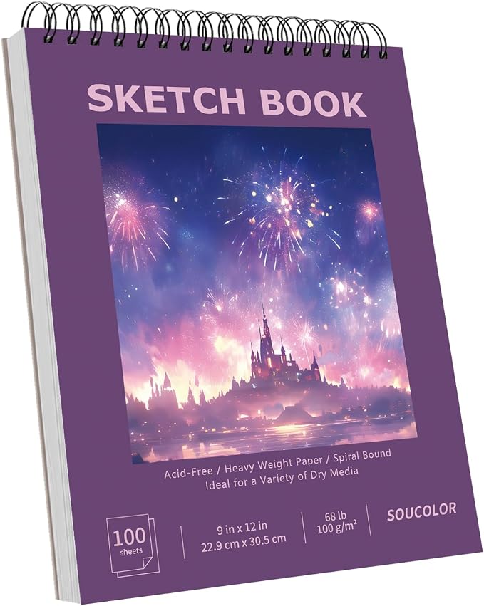 Soucolor 9"x12" Sketch Book for Women, and Adults by Soucolor