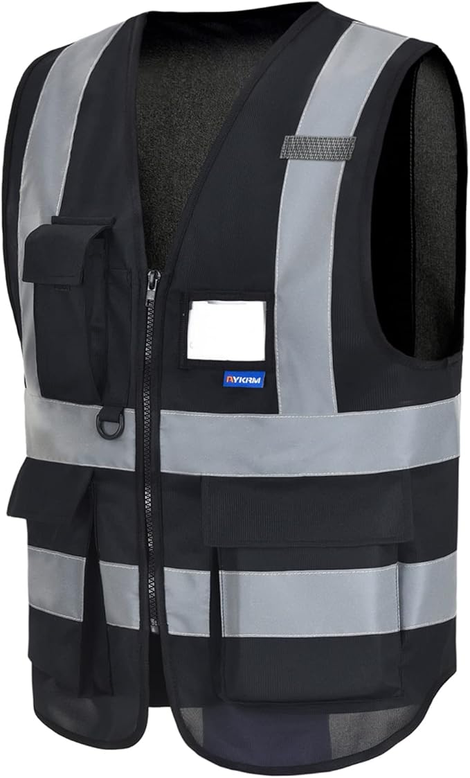 A-SAFETY 6XL 7XL 8XL black safety vest big and tall