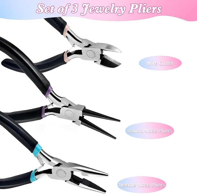 URSKYTOUS 3Pcs Jewelry Pliers Set Jewelry Making Pliers Tools Kit Include - Image 5