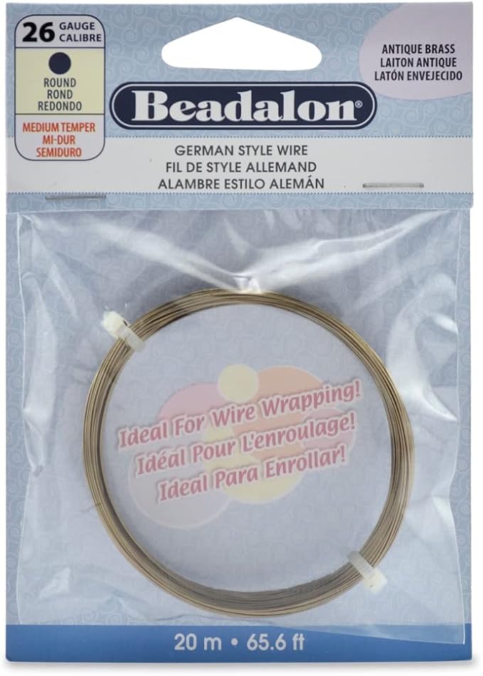 Beadalon German Style Wrapping Wire, Antique Brass Color, 26 Gauge, 20 m / 65.6 by Beadalon