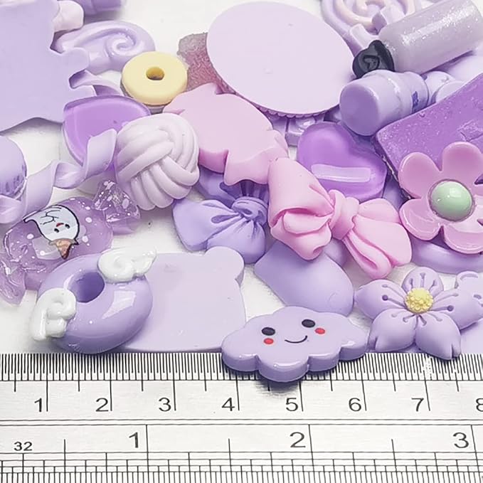 Chenkou Craft 50pcs Lots Mix Assorted Purple Craft DIY Flatbacks Resin Flat - Image 2