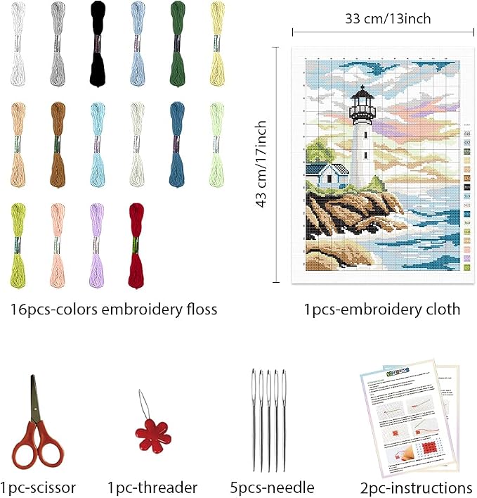FREEBLOSS Lighthouse Cross Stitch Kit Cross Stitch Starter Kit - Image 2