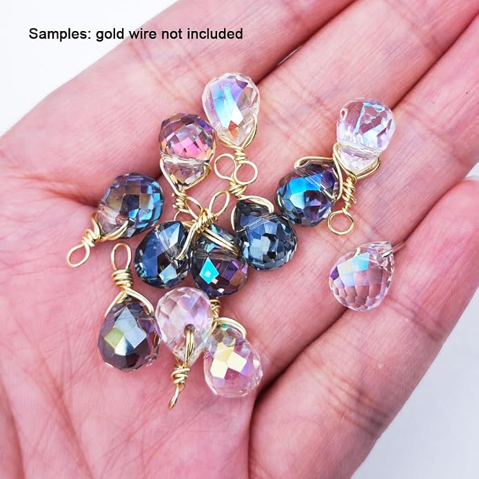 INSPIRELLE 120 Pieces Crystal Teardrop Charms Multicolor Glass Faceted - Image 8