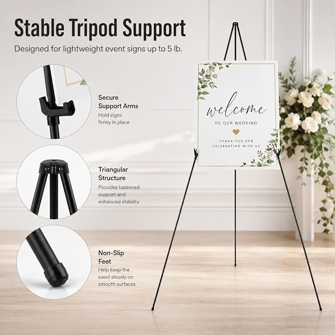 RRFTOK 4 Pack 63 in Sign Easel Stands, Instant-Fold Tripods - Image 4