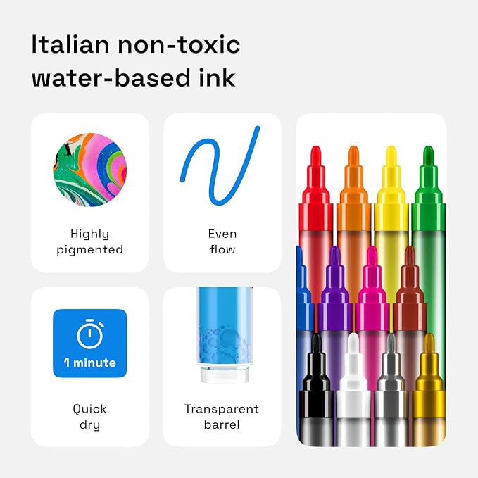 ARTISTRO 12 Acrylic Paint Pens for Calligraphy – Markers - Image 5