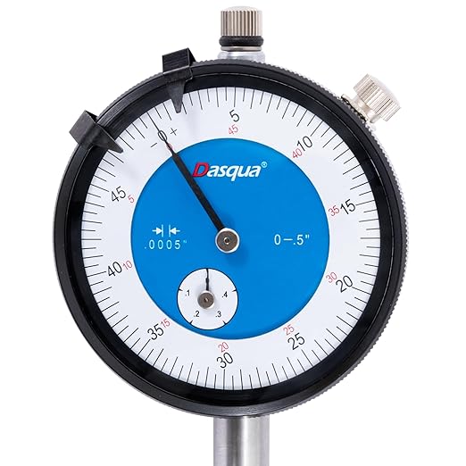 Dasqua Dial Indicator 0-0.5" Range, Lug Back, Graduation 0.0005", High Accuracy Dial Indicator for Machinists, CNC, Lathe, Milling, and Surface Flatness Measurement
