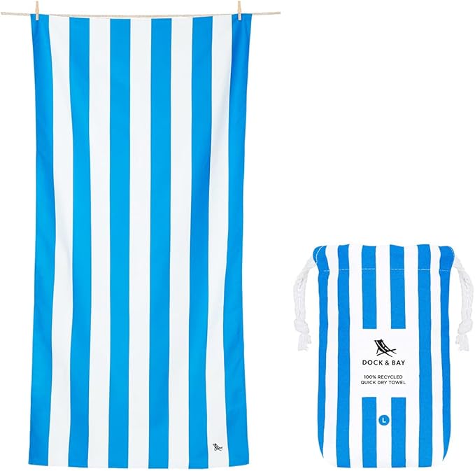 Dock & Bay Quick Drying Towel - for Sports & Gym - Compact, Lightweight - 100% Recycled - Includes Bag - Cabana - Set of 6, Extra Large (200x90cm, 78x35)
